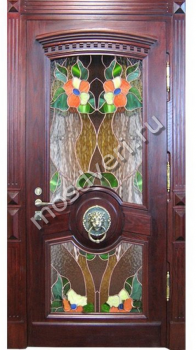 Дверь с отделкой филенчатым МДФ F-84 с большим витражом - купить от производителя Мосдвери Дверь с отделкой филенчатым МДФ F-84 с большим витражом